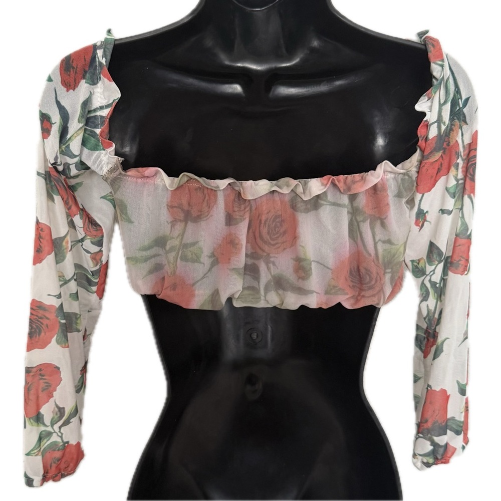 Floral Swimsuit Top / Crop Blouse – Size Small - Picture 2 of 3